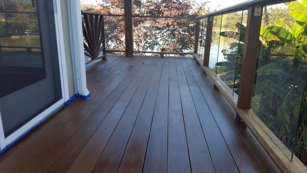 A beautiful wood deck with a fresh coat of stain.