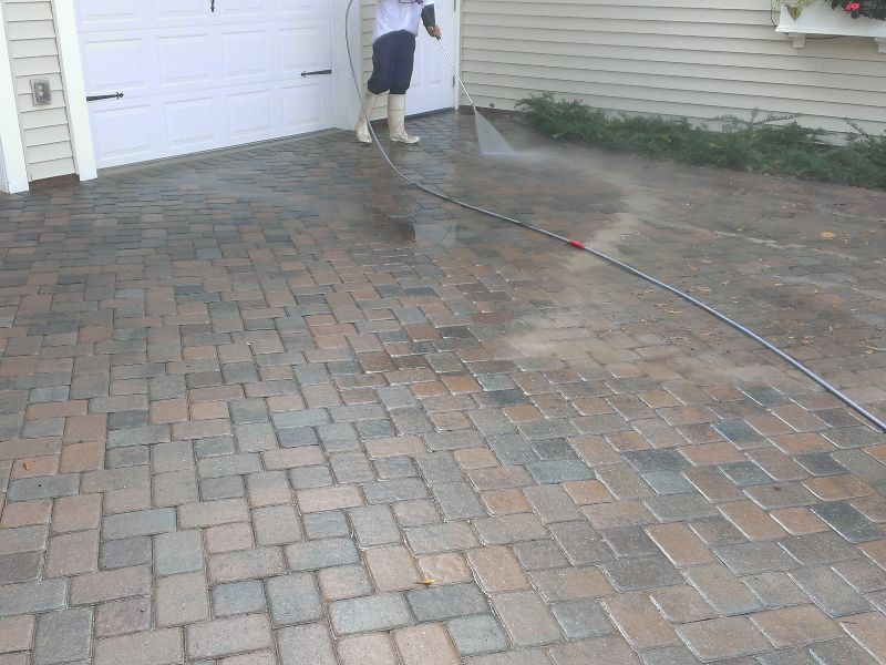 During a paver cleaning job on a residential property.