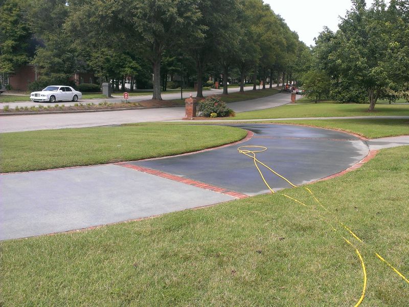 During a concrete cleaning job on a driveway. The results are stunning.
