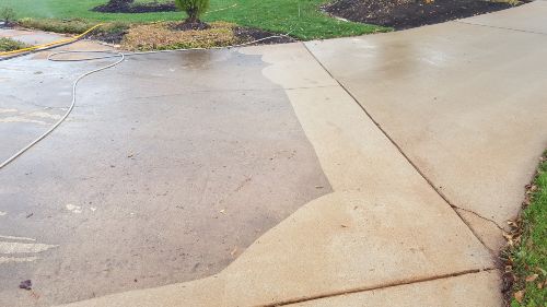 The results are crazy. Before and after concrete cleaning.